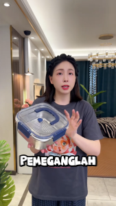 𝗨𝗥𝗕𝗔𝗡𝗛𝗢𝗠𝗘𝗦 SUS304 Stainless Steel Food Storage Box with Lid | Ideal for Freshness Picnic Meal Prep & Refrigerator Use | Leak-Proof Bento Lunch Box with Handle | Reusable Kitchenware Organizer | Odor-Free Bekas Makanan Tahan Karat(BLUE)