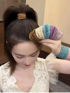 ยางรัดผมยืดหยุ่นสูงแบบไร้ตะเข็บ หนากว้าง 2024 ใหม่ ยางรัดผมหางม้าสูง รัดผม ตกแต่งผม สไตล์เกาหลี