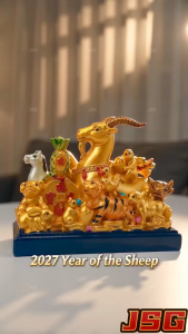 2027 Year of the Sheep Zodiac Figurine 12 Zodiac Statue Home Office Decor Lucky Fortune Ornament