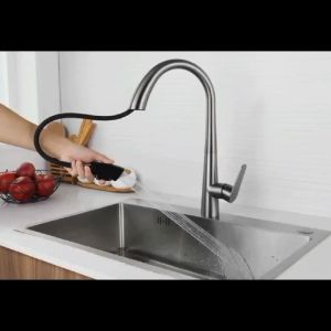 WM Kitchen Faucet Pull Out Flexible Mixer Hot Cold Pillar Sink Tap Stainless Steel SUS 304 Black / Gunmetal Grey