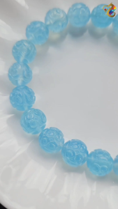 Collection Grade Icy Sky Blue Aquamarine Hui Wen Zhu Bracelet