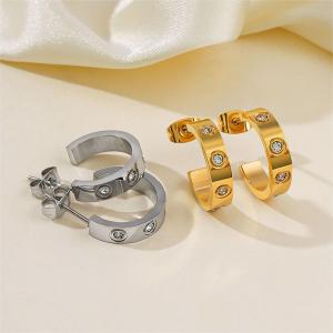 C-shaped Design Versatile and Luxury Stainless Steel Earrings for Womens Personalized and Versatile Fashion Earrings
