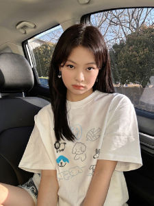 Pure Cotton White Half Sleeve T-Shirt Womens New Design Small Audience American Trendy Brand Cartoon Shoulder Length Top