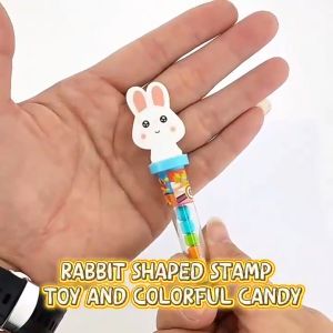 30PC Cartoon Animal Candy Rabbit-Shaped Stamp Seal Toy Candy Colorful Hard Candies