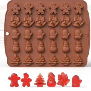คริสต์มาสซิลิโคนช็อกโกแลตแม่พิมพ์ Gingerbread Man Xmas Tree Snowman ถุงมือ Gummy เทียนแม่พิมพ์ครัว DIY เบเกอรี่เครื่องมือ