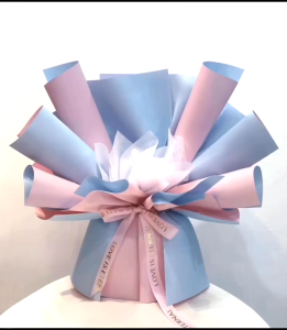 20pcs [Plastic Type] HanSu Glossy Flower Wrapping Paper | Waterproof | Floral Elegant Gift Packaging