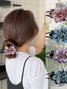 Elegant Silk Flower Duckbill Hair Clip Womens Summer Fashion Hair Accessories Chignon Hairpin Fresh out New Style