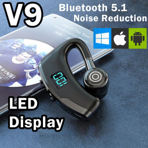 2023 New V9 Wireless Bluetooth Earphones With Noise Reduction Control And Microphone, LED Display Screen 270° Rotation For Both Left And Right Ears, For iOS/Android