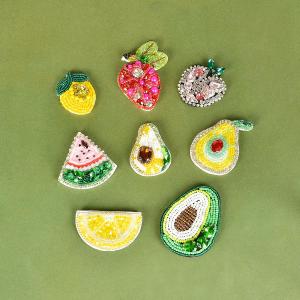 Handmade Beaded Fruits Apple Strawberry Avocado Fabric Patches Sewing Accessories for Caps Shoes Bags Clothes Decorations