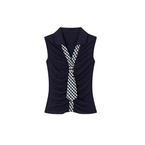 YUEZHONGWEI | French College Style Plaid Tie Strap Vest Women Summer Outdoor Design Slim Fit Sleeveless Top Fashionable Casual Workwear