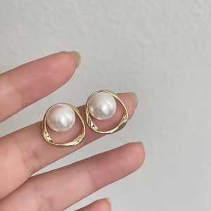 Bodyace 1 Pair Aluminum Alloy Plug Earrings Pearl Stud Earrings Gold Helix Conch Cartilage Piercing Earrings
