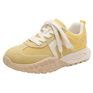 Josiny | Yellow Elevated Thick Sole Breathable Stylish Sports Shoes