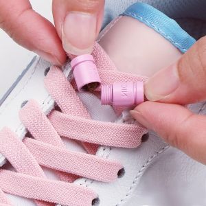 2Pair Elastic Laces Sneakers No Tie Shoe laces Colorful Capsule Lock Shoelaces Without ties 0.8cm Flat Shoelace