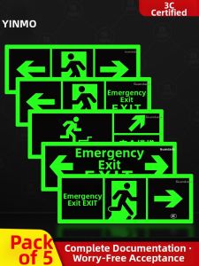 Safety Exit Sign Emergency Evacuation Stairs Warning Floor Label