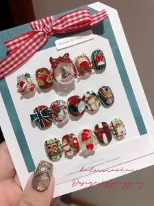 Trang Trí Tay Chân Theo Chủ Đề Giáng Sinh 2025 Phụ Kiện Móng Tay Thủ Công Kim Loại Dầu Rơi Hợp Kim Phụ Kiện Móng Tay Đỏ Cổ Điển