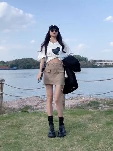 S-6XL Ukuran Lebih Wanita Rok Jeans Celana Pendek Pinggang Hight Membelah Desain