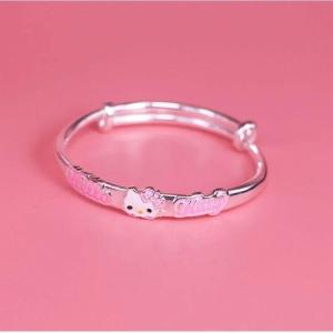 999 Pure Silver Solid Kitty Cat Bracelet for Girls Baby Gifts Full Moon Celebration Fashion Jewelry Accessories