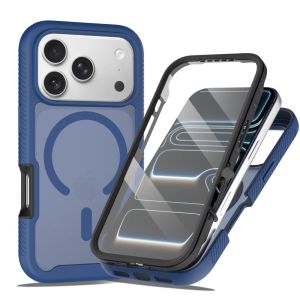 2-IN-1 Heavy Duty Magnetic Transparent Matte Case For iPhone 17 Pro Max Air 17e 16e Anti-scratch Armor Screen Protection Cover