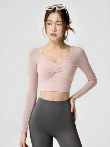 aziztas | Faux Two-Piece Breathable Mesh Padded Yoga Top