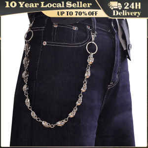 60CM Mens Waist Key Chain Skull Head Metal Vintage Hip Hop Gothic Punk Skeleton Pants Trousers Jean Biker Wallet Key Ring