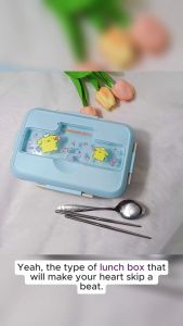 Wheat Straw Cartoon Lunch Box Set With Spoon And Fork Wheat Straw Eco-friendly Lunch Box With Utensils Portable Storage Box lunch box for kids girls for school Picnic Food Fruit Container lunch bag for school Put it in the microwave unbreakable lunch box