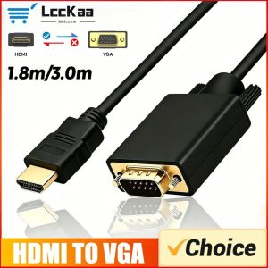 1080P HDMI-compatible To VGA Converter Gold Plated Plug Adapter Cable for PC Laptop PS5 PS4 Xbox Switch TV Box Long Video Cables