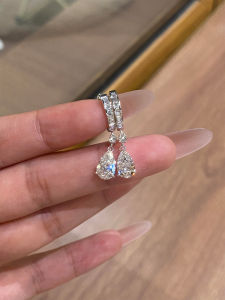 Exquisite Korean Style Waterdrop Zircon Tassel Earrings Womens Charming Luxury Light Luxury Elegant Fairy Tale Ear Jewelry