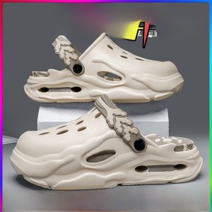 Mens Summer Outdoor Wear Holes Hole Shoes Thick Bottom Anti-Slip Headed Slippers Teenage Large Size Sports Beach Sandals