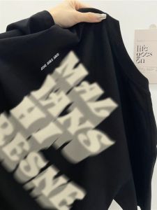 100% Pure Cotton American Style Fuzzy Letter Short Sleeve T-Shirt Mens New Design Sensation Streetwear Youth Trend Spring Season