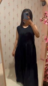 Dress Wanita Terlaris Lola Lekbong Panjang Polos - Bahan Katun Rayon Viscone - Import Korean Style Outer - Lebar Dada 110 cm - Panjang 135 cm - Kerah V - Sleting Jepang (Harga Terjangkau)