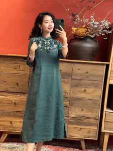 Mandarin Collar Embroidered Vintage Ethnic Style Dress