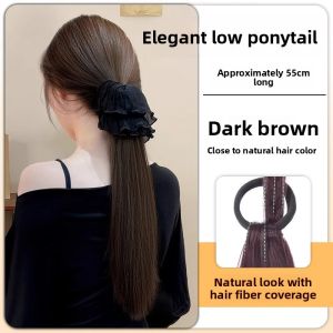 Low Ponytail Wig Women Integrated Fake Hair Gentle Korean Straight Hair Ponytail High And Low Fake Braid Hair Extensions
