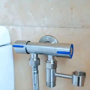 2 Way Faucet SUS304 Stainless Steel Mall Water  Bathroom Bidet Dual Use Valve Double Control And Double Boiling Faucet  Double Handle Double Control Single Cold Multifunction Faucet