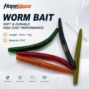 Hopeblaze 8pcs Slow Sink Senko Soft Worm Lure 14cm Salt Shimmer Ribbed Fishing Bait For Bass Pike Perch Freshwater