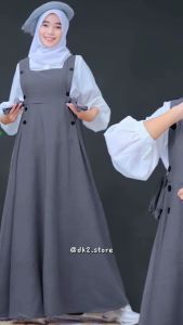 Gamis Iriana Set Baju Anak Perempuan Usia 9-17 Tahun Setelan Dress Wanita Remaja Katun Polos