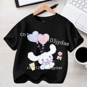 52TOYS | 2026 Summer Casual Clothes Kawaii Gift Cute Cinnamoroll Girl T-shirt Cotton Anime Print Tee Shirt Kids Short Sleeve Streetwear