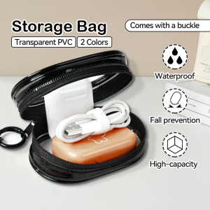 Waterproof Storage Bag for Charging Cable Transparent/Silicone Mini Zipper Data Cable Bag Key Earphone Charger Organizer