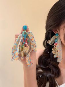 Colorful Dopaamine Beaded Tassel Earrings Exaggerated Personality Design Holiday Beach Vacation Photo-taking Ear Jewelry