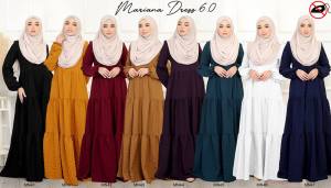 Jubah Dress Mariana 6.0 Kembang Ironless Layer Dress Muslimah Haji Umrah (Nursing) 6.0 *NURSING *IRONLESS (TAK PERLU GOSOK) | JUBAH DRESS LABUH MUSLIMAH MARIANA 6.0  JUBAH DRESS RAYA 2024