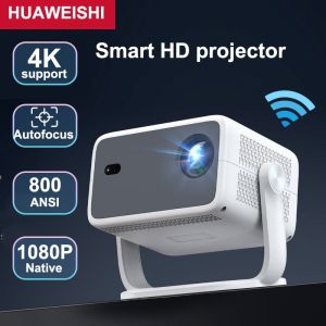 HUAWEISHI 4K 800ANSI P4 Native Portable Projector 1080P Auto Focus Keystone Correction BT5.2 Android 11 WIFI6 360° Home Cinema