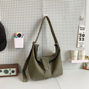 Canvas Bag Fashion Large Capacity Student Schoolbag Japanese Style Popular Pure Color All-Matching Crossbody Bag Hand-Held Tote Commuter Bag