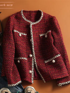 Red Lucky Year Small Fragrance Style Jacket: A High-End French Elegance Lady Top Coat