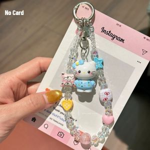 Sanrio | Kawaii INS Hello Kitty Colorful Beaded Portable Phone Lanyard Keychain Bag Pendant Decorative Anti-lost Wrist Strap for Z 플립 8