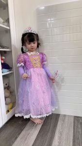 Đầm hóa trang công chúa tóc mây Rapunzel xinh xắn cho bé gái