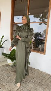 SARAYU Dress Satin Premium Baju Kondangan Gamis Jussy Lebaran Wisuda Bridesmaid Payet Mewah
