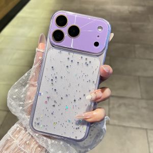 Luxury Bling Glitter Star Transparent Phone Case For iPhone 17 16 15 14 Pro Max Soft Silicone Shockproof Lens Protection Cover