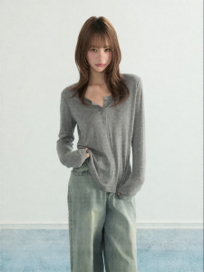 ARCG | Slim Fit Henry Collar Long Sleeve T-shirt