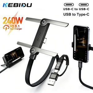 KEBIDU | KEBIDU 65W USB-A & 240W USB-C Fast Charging Cable With Stand Fast Charging Cable Phone Ultra-Fast Data Cable Phone Holder