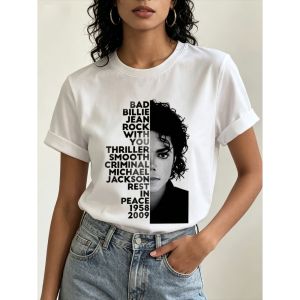 Sanrio | Summer Michael Jackson King of Pop Woman Short Sleeve King of Pop Era T-Shirt Casual Fashion Printed Tshirt Woman Clothing