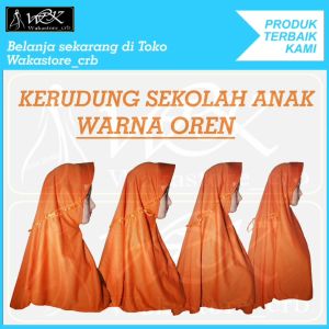 Kerudung sekolah anak Hijab sekolah Oren TK SD SMP SMA DEWASA serut renda samping astri